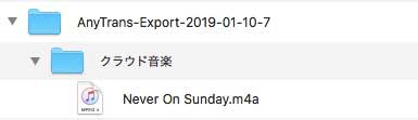 Finderで見た「クラウド音楽」の転送結果